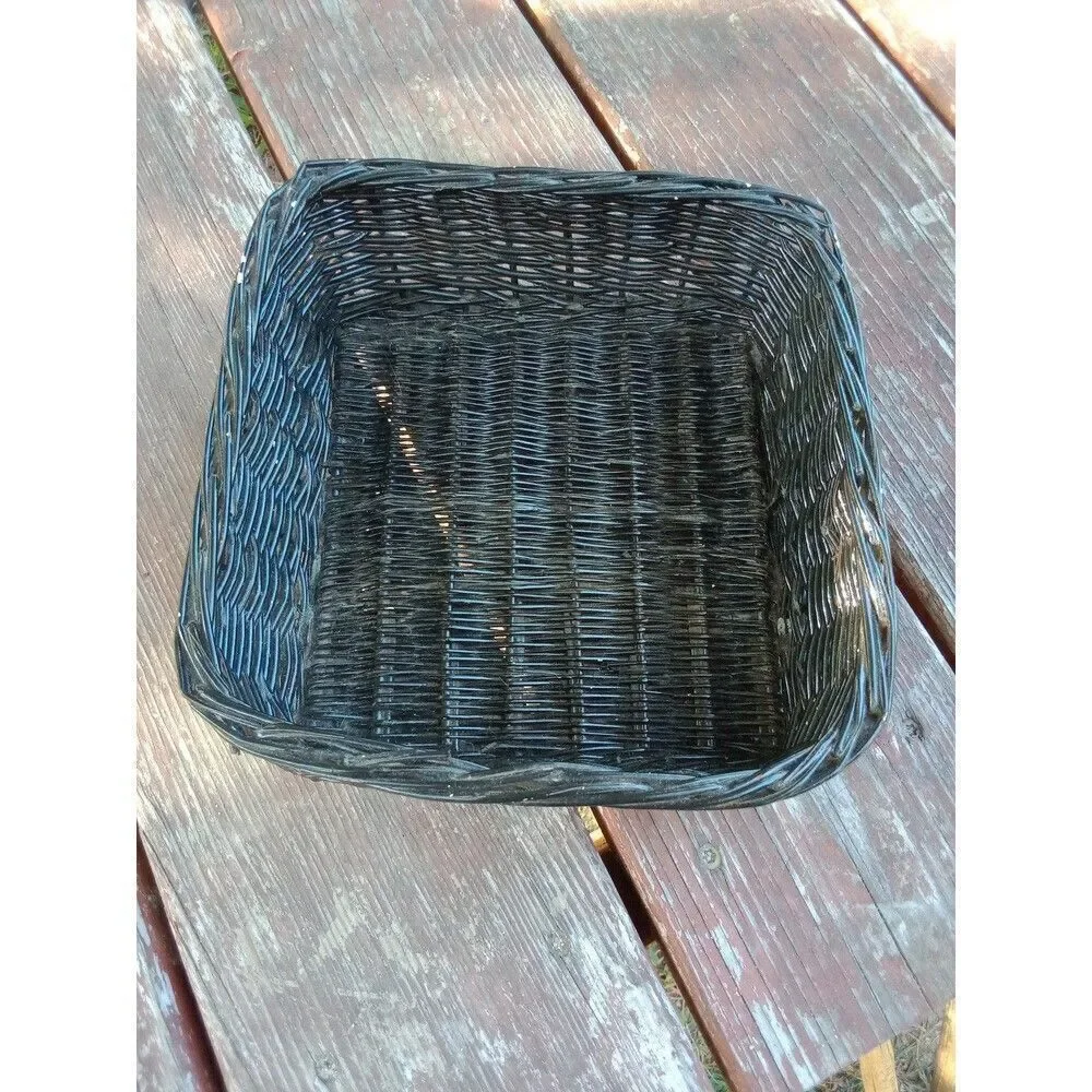 small basket square black wicker rattan